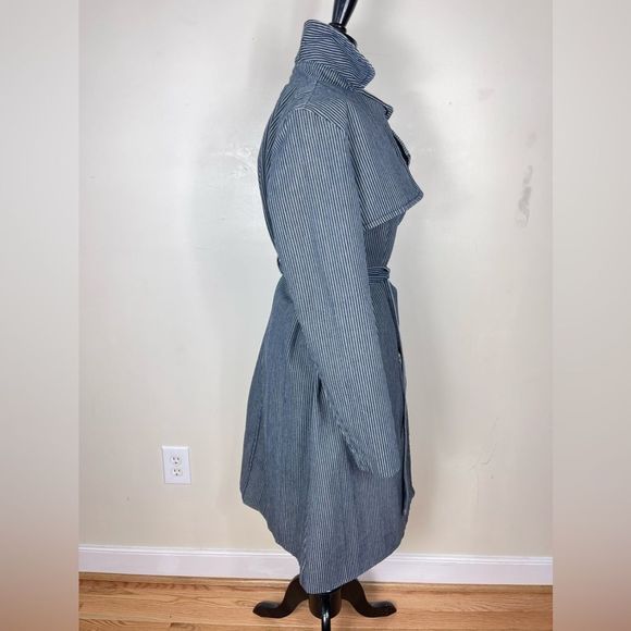 ASOS Blue Striped Trench Coat - Picture 2 of 5